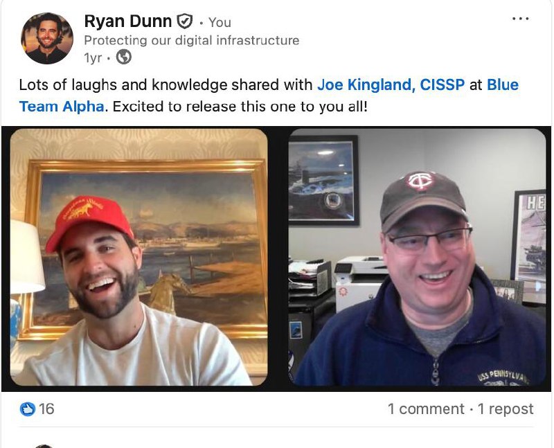 Ryan recording a podcast with Joe Kingland at Blue Team Alpha